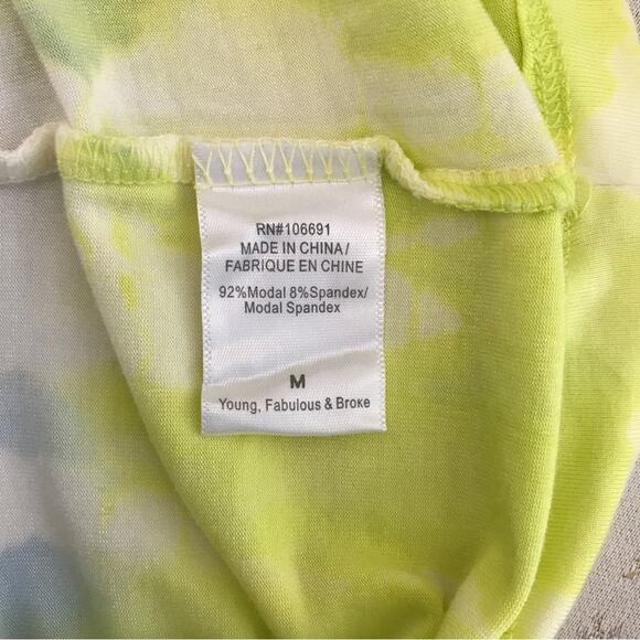 Young Fab & Broke Tie Dye Tee Shirt Blue & Yellow Boho Knit - Picture 6 of 6